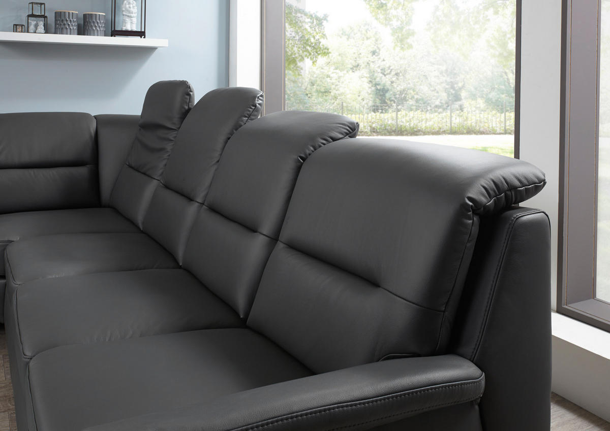 ECKSOFA BELDOMO premium Anthrazit Echtleder  - Anthrazit/Schwarz, KONVENTIONELL, Leder/Holz (245/303cm) - Beldomo Premium