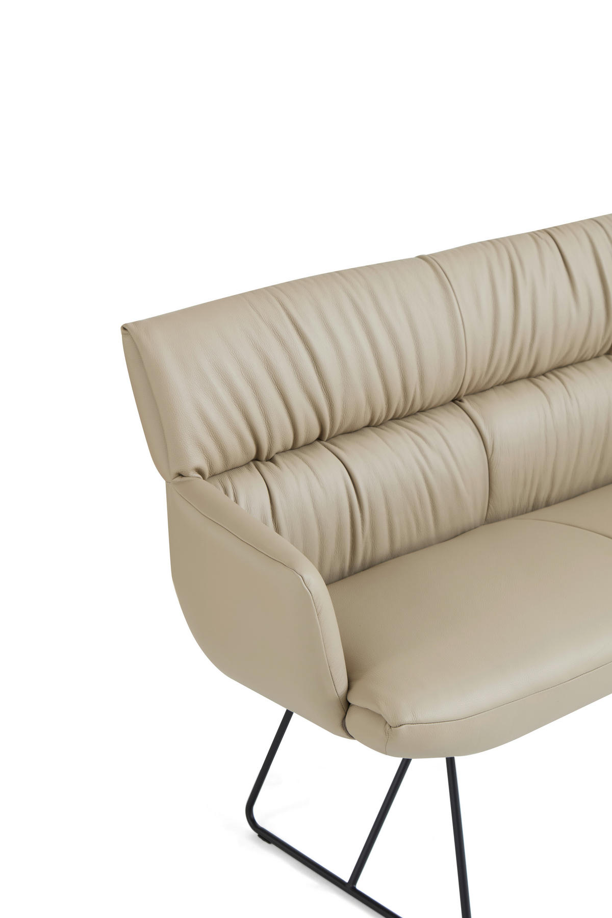 SITZBANK 200/89/66 cm Echtleder Schwarz, Cappuccino  - Schwarz/Cappuccino, Design, Leder/Metall (200/89/66cm) - Dieter Knoll