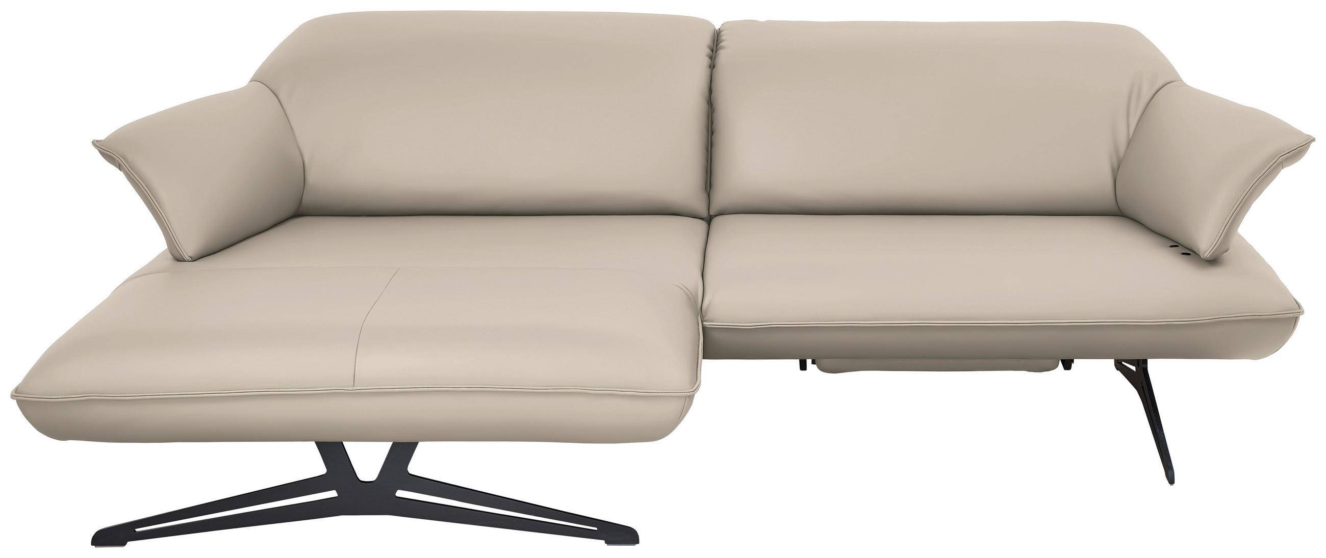 ECKSOFA in Echtleder Cappuccino  - Beige/Schwarz, Design, Leder/Metall (169/252cm) - Koinor