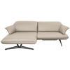 ECKSOFA in Echtleder Cappuccino  - Beige/Schwarz, Design, Leder/Metall (169/252cm) - Koinor