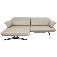 ECKSOFA in Echtleder Cappuccino  - Beige/Schwarz, Design, Leder/Metall (169/252cm) - Koinor