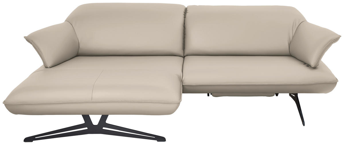 ECKSOFA in Echtleder Cappuccino  - Beige/Schwarz, Design, Leder/Metall (169/252cm) - Koinor