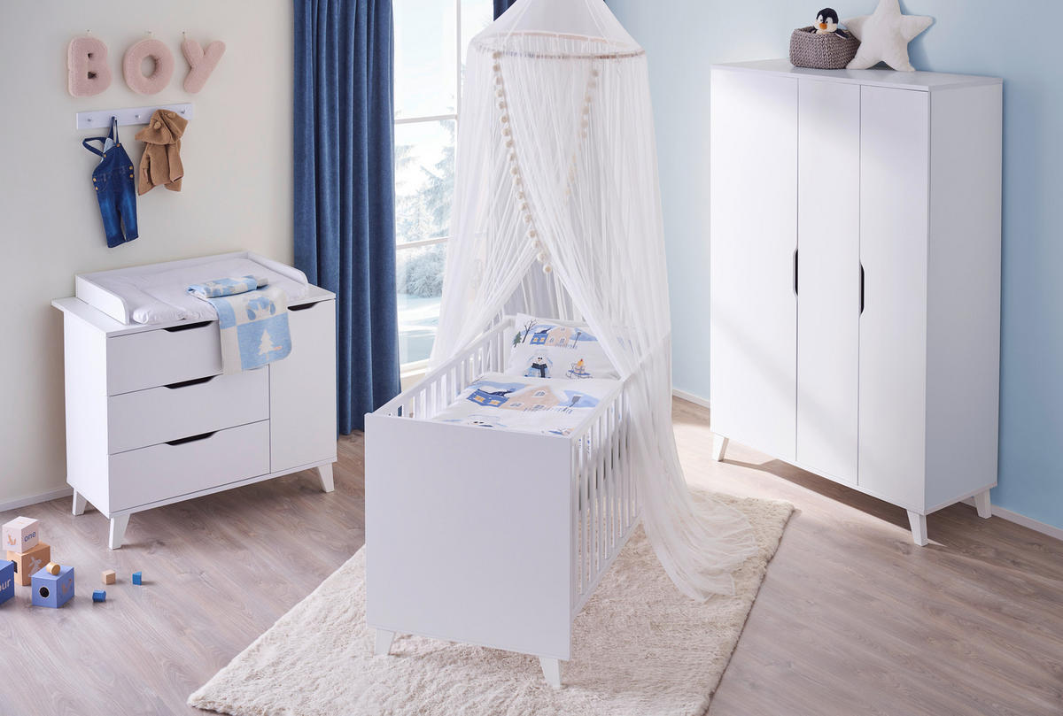 GITTERBETT Michi  143,4/78,9/76,6 cm   - Weiß, Trend, Holz/Holzwerkstoff (143,4/78,9/76,6cm) - My Baby Lou