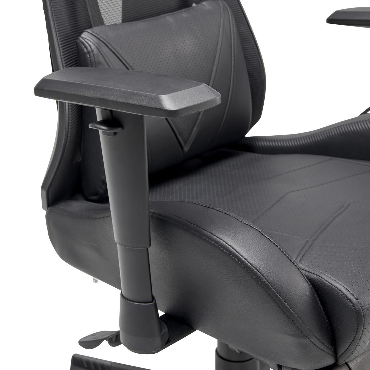 GAMINGSTUHL  in Lederlook, Netzbespannung Schwarz  - Schwarz, Lifestyle, Holz/Kunststoff (70/122-130/61.5cm) - MID.YOU