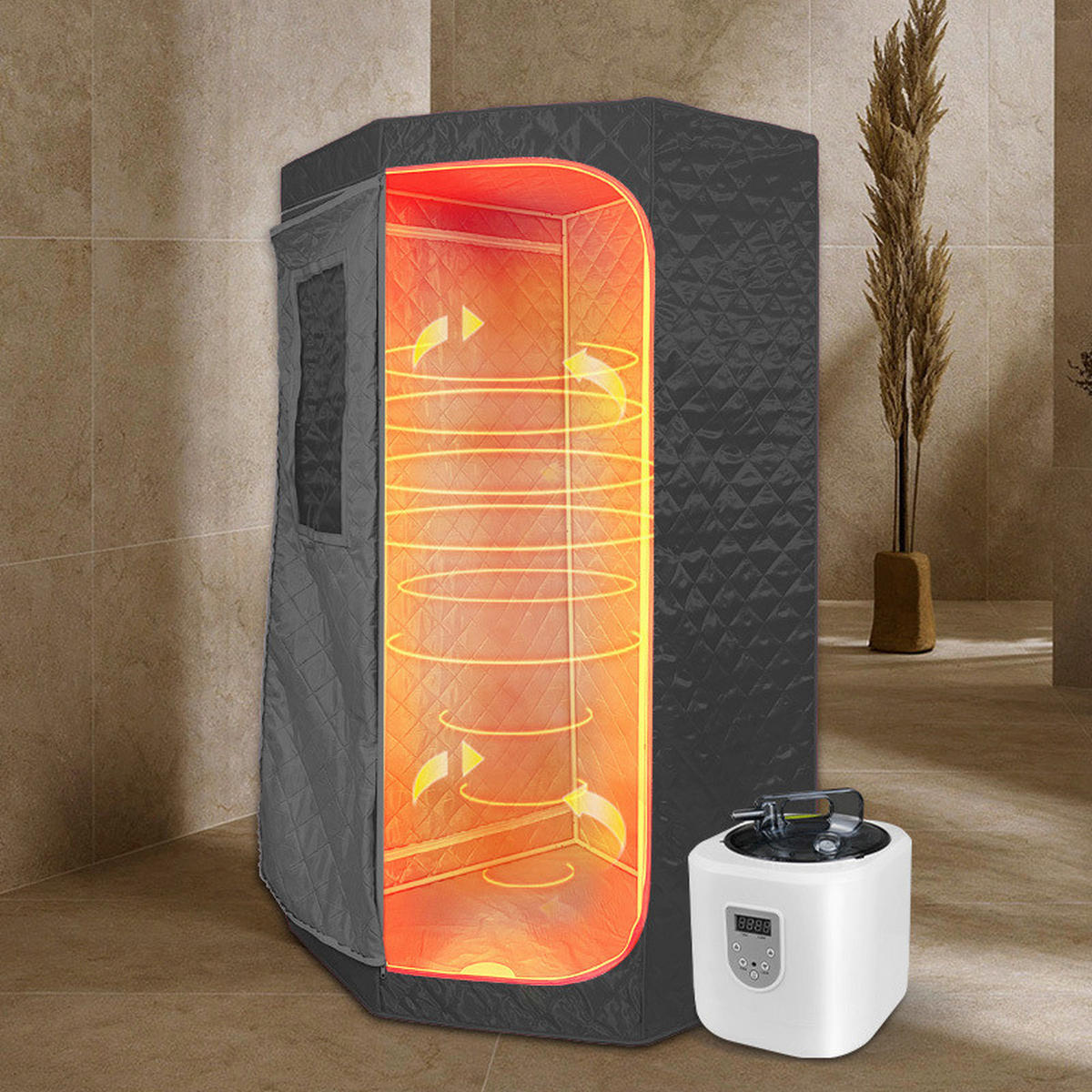 SAUNA für 1 Personen  - Schwarz, KONVENTIONELL, Kunststoff (90/190/90cm) - Sanotechnik