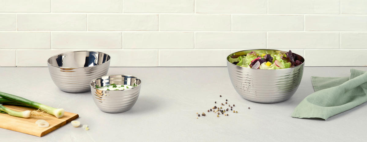SKÅLSET 3 delar  - stålfärgad, Basics, metall - Homeware Profession.