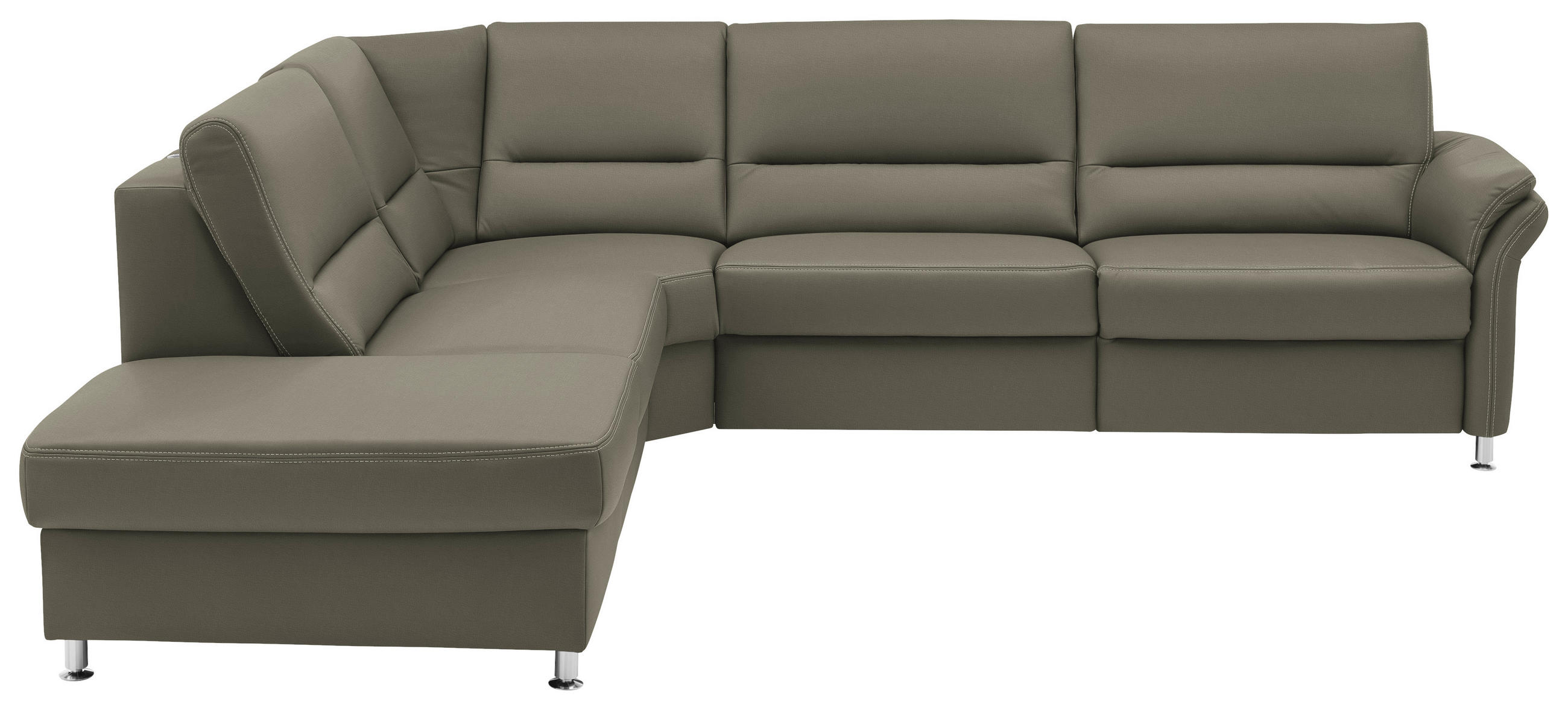 ECKSOFA in Echtleder Hellgrau  - Beige/Hellgrau, Design, Leder/Metall (249/288cm) - Beldomo Premium