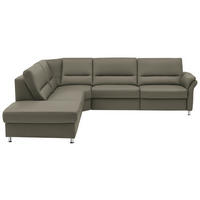 ECKSOFA in Echtleder Hellgrau  - Beige/Hellgrau, Design, Leder/Metall (249/288cm) - Beldomo Premium