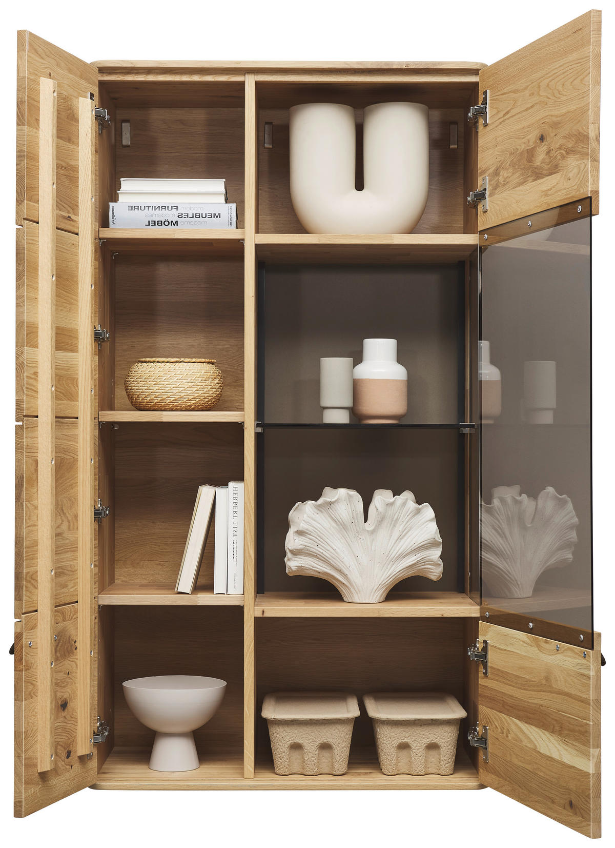 HÄNGEVITRINE in Wildeiche   - Wildeiche/Bronzefarben, Natur, Glas/Holz (76,9/137,8/37,1cm) - Valnatura