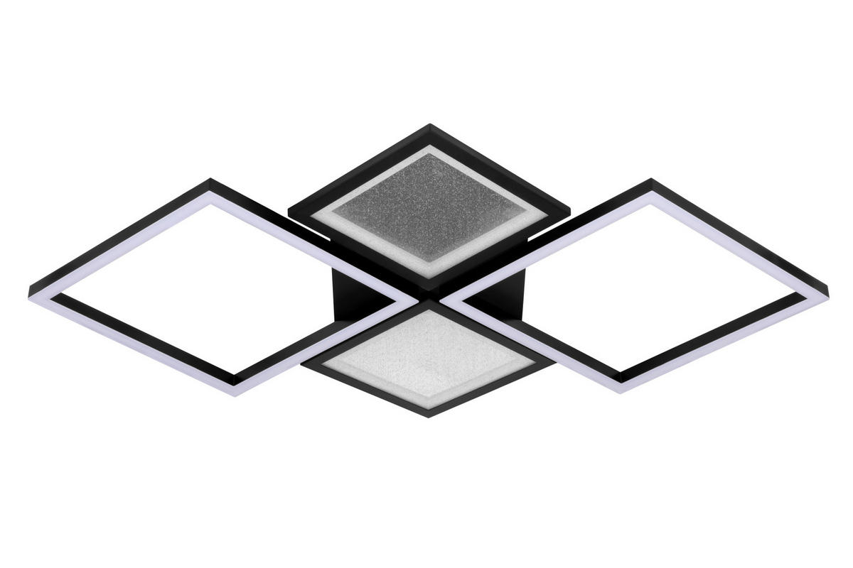 LED-DECKENLEUCHTE Fremont 80/55/6 cm   - Transparent/Schwarz, LIFESTYLE, Kunststoff/Metall (80/55/6cm) - Novel