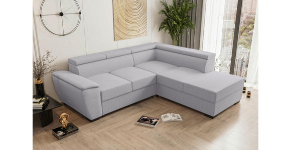 ECKSOFA  in Flachgewebe Grau  - Schwarz/Grau, KONVENTIONELL, Kunststoff/Textil (266/220cm) - Carryhome