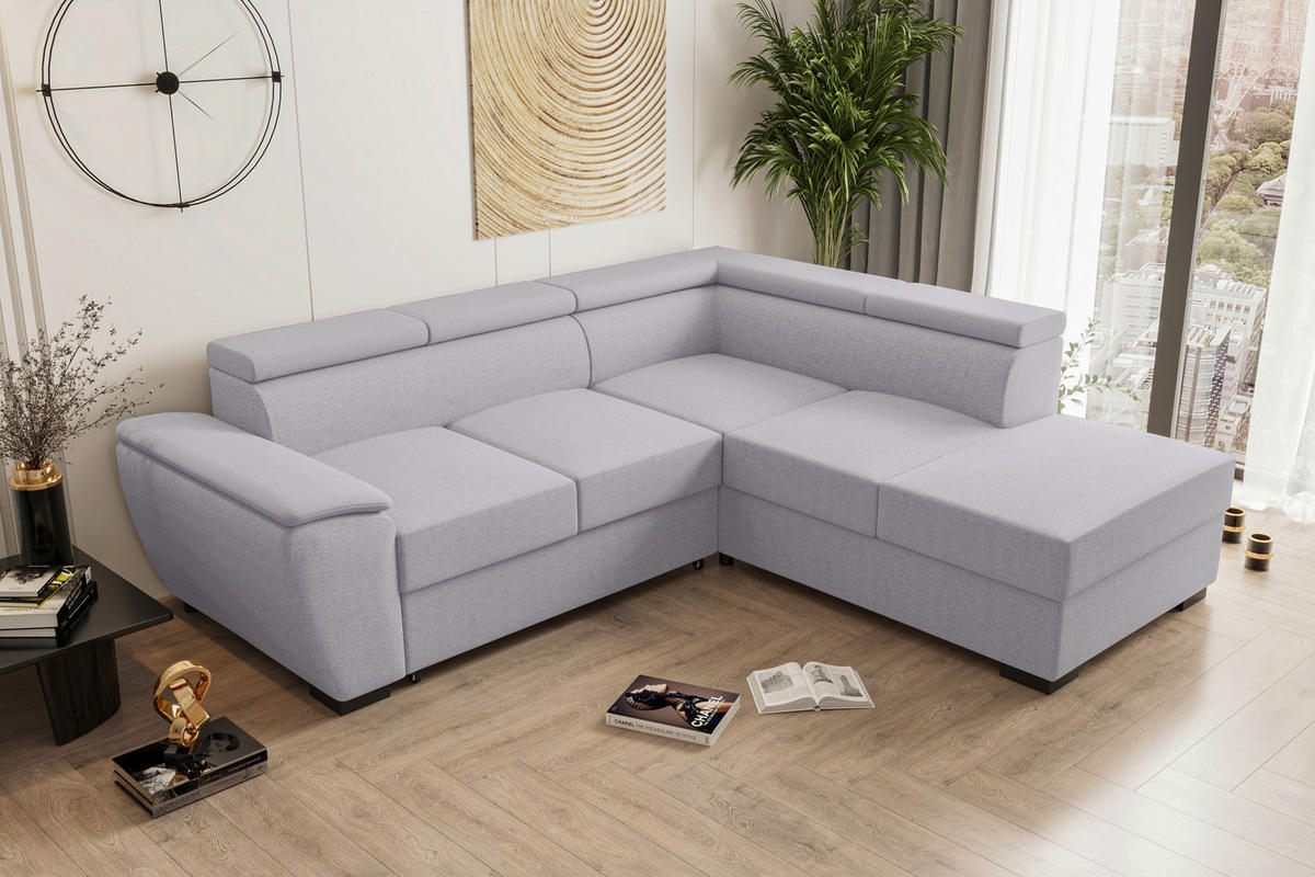 ECKSOFA Grau Flachgewebe  - Schwarz/Grau, KONVENTIONELL, Kunststoff/Textil (266/220cm) - Carryhome