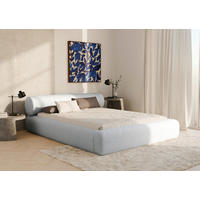 POLSTERBETT 200/200 cm,  in Hellgrau, Lattenrost, Bettkasten,  - Hellgrau/Schwarz, Design, Holz/Textil (200/200cm) - Chameo