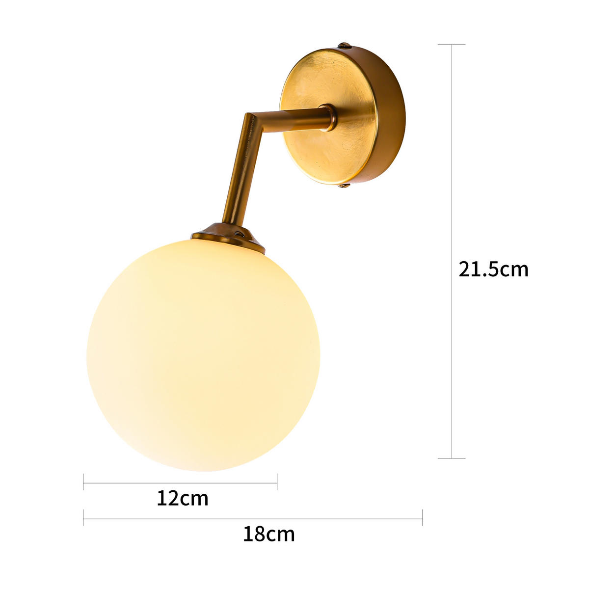 WANDLEUCHTE - Goldfarben, Konventionell, Glas (21.5/12/18cm)