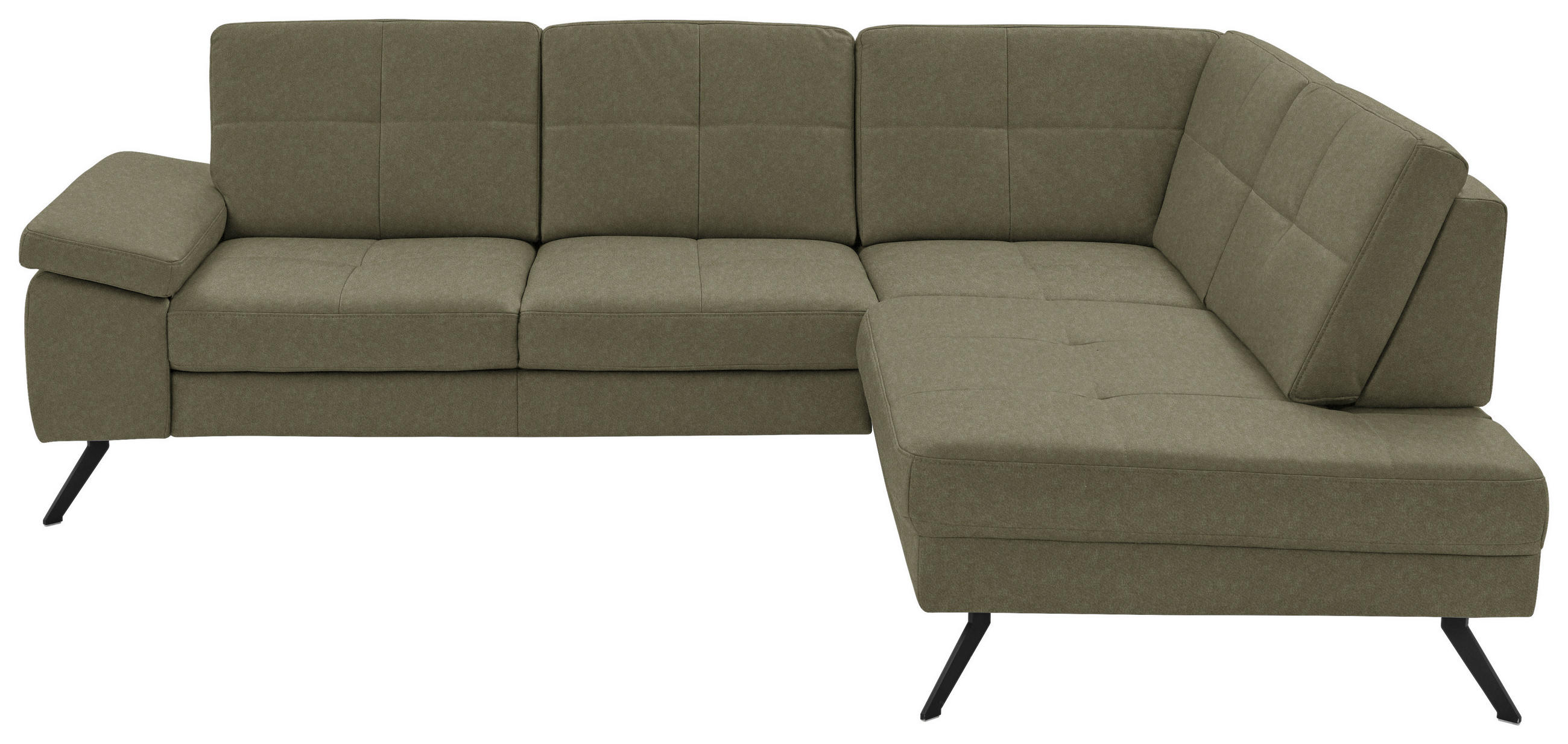 ECKSOFA in Lederlook, Mikrofaser Grün  - Schwarz/Grün, Design, Textil/Metall (261/194cm) - Beldomo System