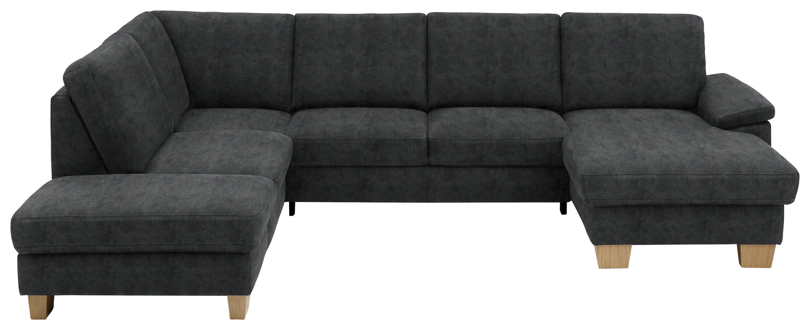 WOHNLANDSCHAFT in Velours Anthrazit  - Eichefarben/Anthrazit, Konventionell, Holz/Textil (235/316/167cm) - Beldomo System