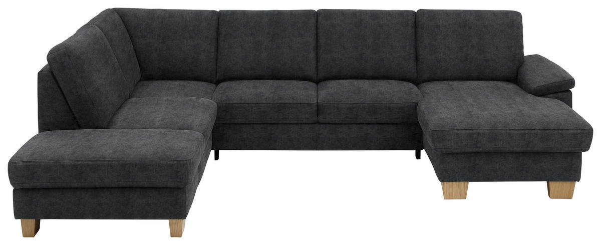 WOHNLANDSCHAFT in Velours Anthrazit  - Eichefarben/Anthrazit, Konventionell, Holz/Textil (235/316/167cm) - Beldomo System