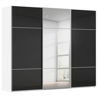 SCHWEBETÜRENSCHRANK Schwarz, Weiss  - Weiss/Alufarben, Konventionell, Glas/Holzwerkstoff (301/223/68cm) - Novel