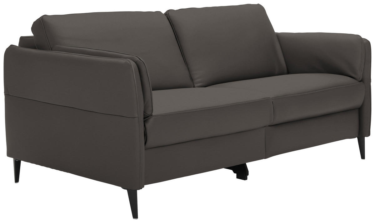 3-SITZER-SOFA Echtleder Mokka  - Schwarz/Mokka, Design, Leder/Metall (190/84/99cm) - Dieter Knoll