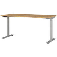 SCHREIBTISCH 160/80/72-118 cm  in Silberfarben, Eichefarben, Braun  - Eichefarben/Silberfarben, MODERN, Holzwerkstoff/Metall (160/80/72-118cm) - Novel