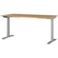 SCHREIBTISCH 160/80/72-118 cm  in Silberfarben, Eichefarben, Braun  - Eichefarben/Silberfarben, MODERN, Holzwerkstoff/Metall (160/80/72-118cm) - Novel