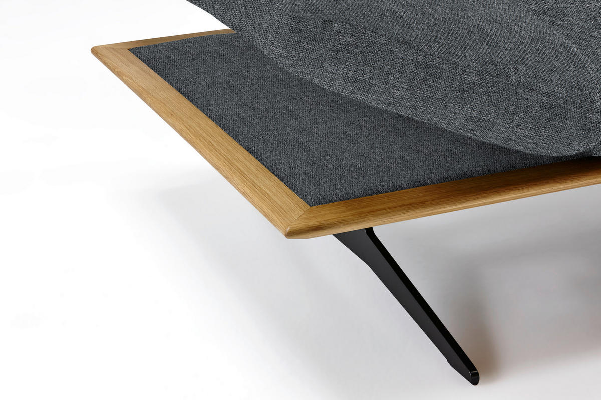 ECKSOFA in Flachgewebe Dunkelgrau  - Dunkelgrau/Schwarz, Design, Holz/Textil (314/159cm) - Dieter Knoll
