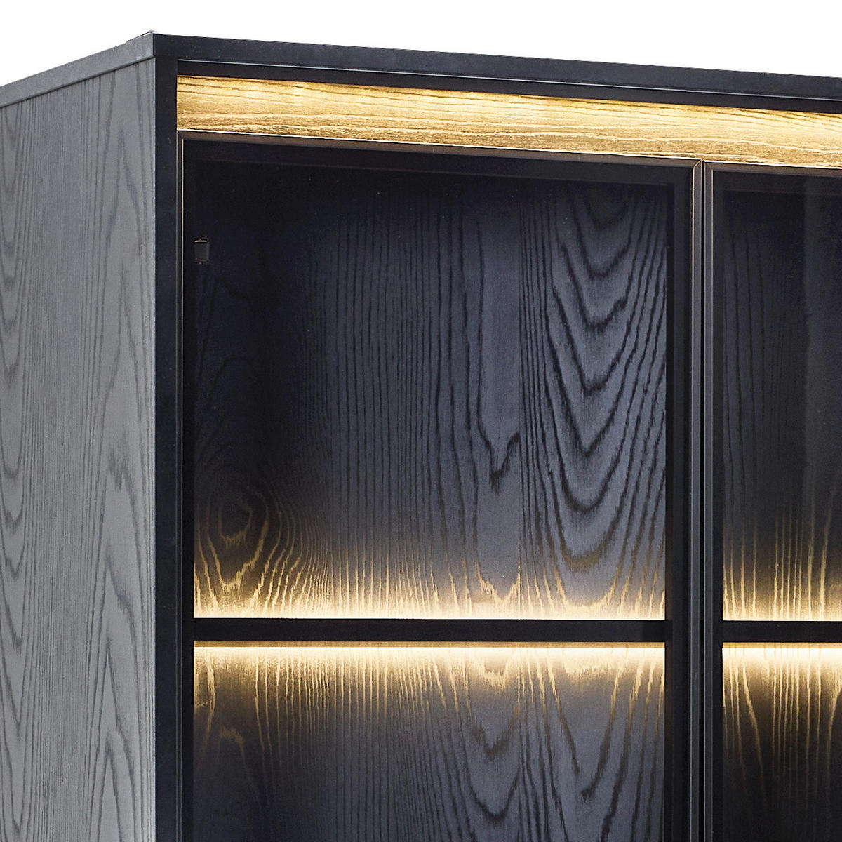 VITRINE in Schwarz  - Schwarz, Design, Glas/Holzwerkstoff (86/204/34cm) - Hom`in