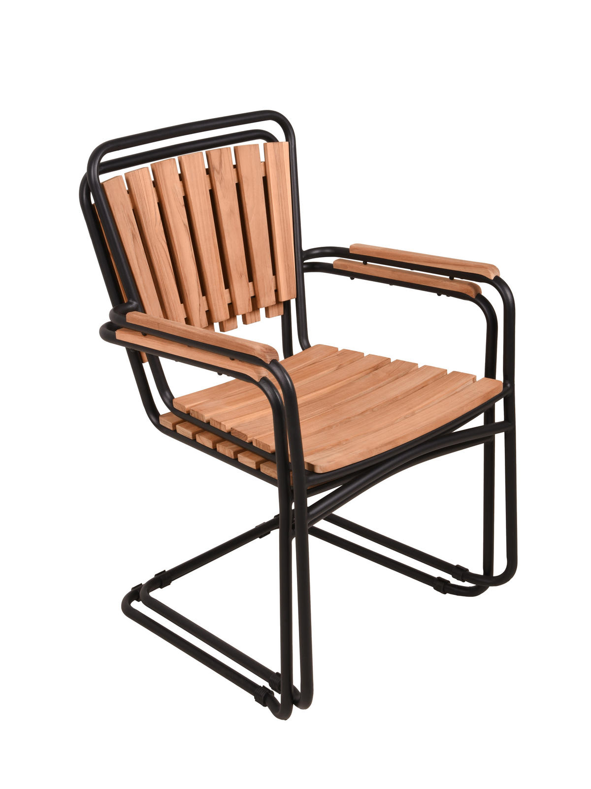 GARTENSTUHL Teakholz Stahl Braun, Schwarz  - Schwarz/Braun, Basics, Holz/Metall (58/90/55cm) - Gardenson