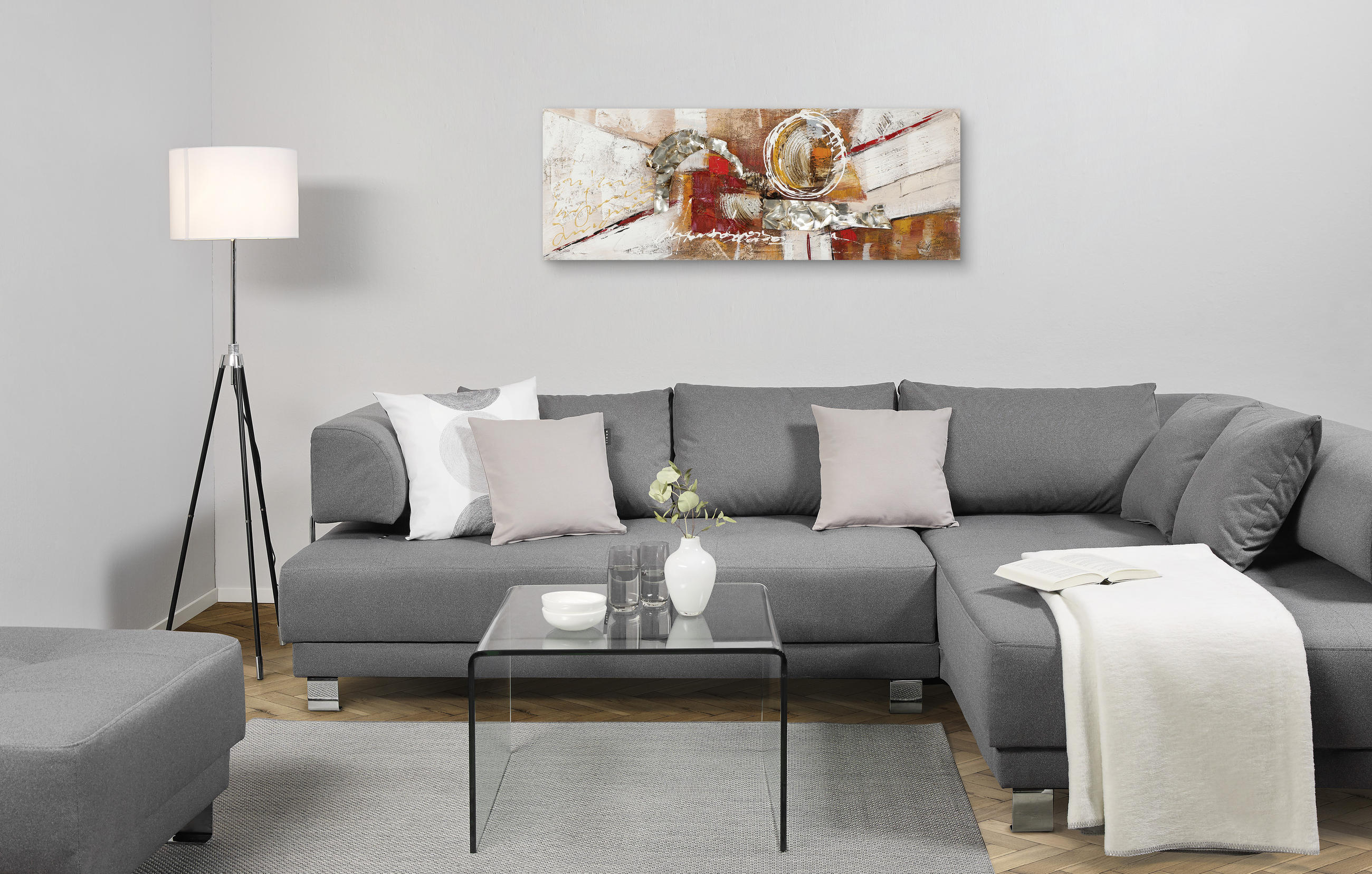 OLAJFESTMÉNY 150/55 cm  - barna/piros, Design, textil/fa (150/55cm) - Monee