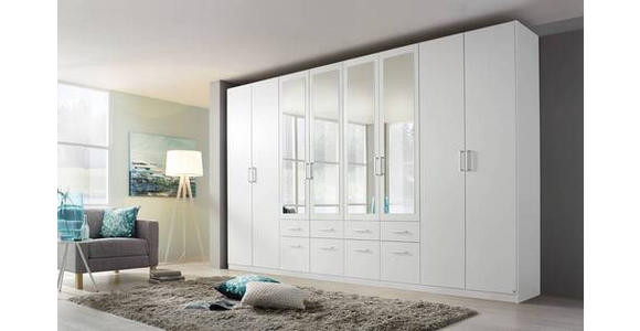 DREHTÜRENSCHRANK 8-türig Weiß  - Alufarben/Weiß, Basics, Holzwerkstoff/Kunststoff (360/229/54cm) - Xora