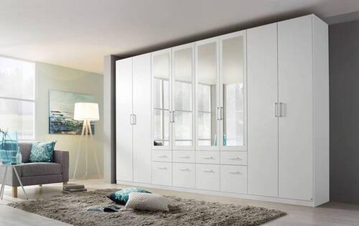 DREHTÜRENSCHRANK 8-türig Weiß  - Alufarben/Weiß, Basics, Holzwerkstoff/Kunststoff (360/229/54cm) - Xora