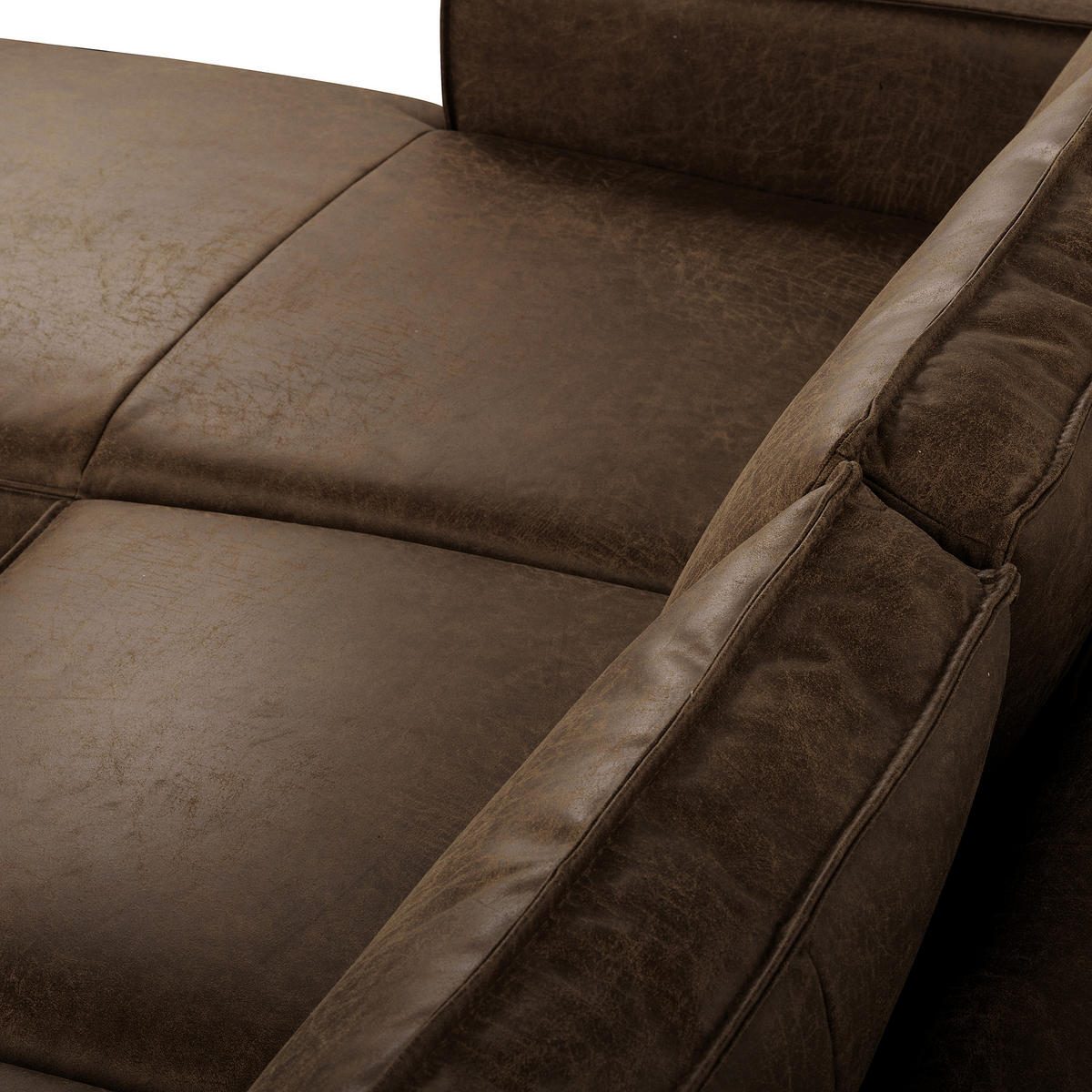 ECKSOFA Dunkelbraun Echtleder Lederlook Bettkasten, Schlaffunktion, Rücken echt  - Dunkelbraun/Schwarz, Design, Leder/Textil (166/238cm) - Livetastic
