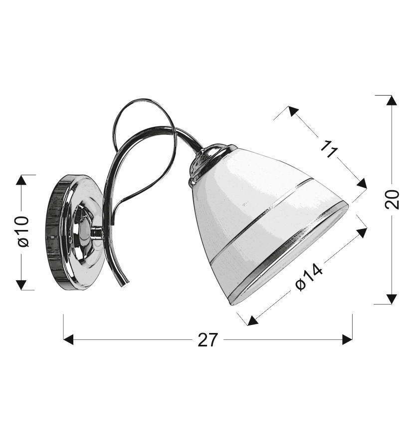 VÄGGLAMPA Elotte 27/14/20 cm   - vit/kromfärg, Klassisk, metall (27/14/20cm)