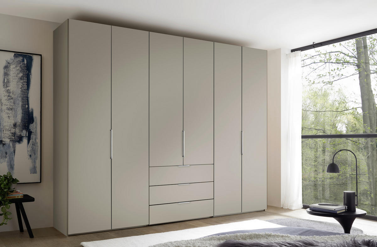 DREHTÜRENSCHRANK inkl. Zubehör 298/240/63 cm,  in Sandfarben, 6-türig  - Sandfarben/Alufarben, Design, Holzwerkstoff/Metall (298/240/63cm) - Dieter Knoll