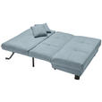 SCHLAFSOFA Mikrovelours Hellblau  - Schwarz/Hellblau, KONVENTIONELL, Textil/Metall (145/85/100cm) - Carryhome