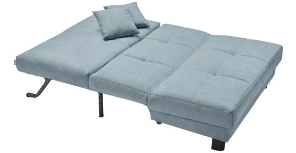 SCHLAFSOFA Mikrovelours Hellblau  - Schwarz/Hellblau, KONVENTIONELL, Textil/Metall (145/85/100cm) - Carryhome