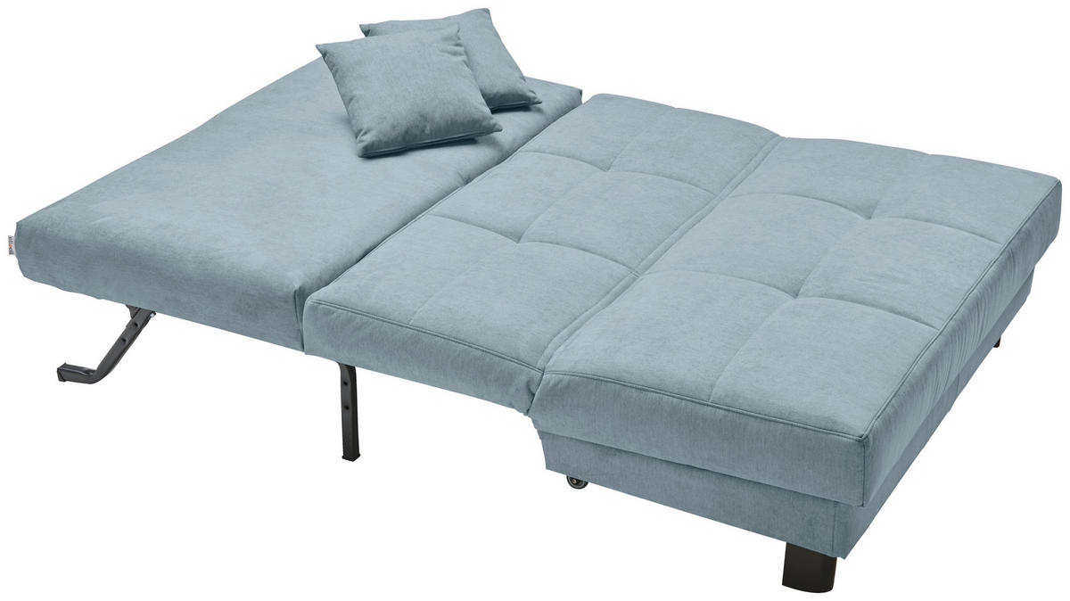 SCHLAFSOFA Mikrovelours Hellblau  - Schwarz/Hellblau, KONVENTIONELL, Textil/Metall (145/85/100cm) - Carryhome