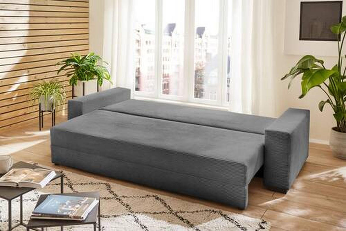 SCHLAFSOFA in Cord Dunkelgrau  - Dunkelgrau/Schwarz, Konventionell, Kunststoff/Textil (240/72/95cm) - MID.YOU