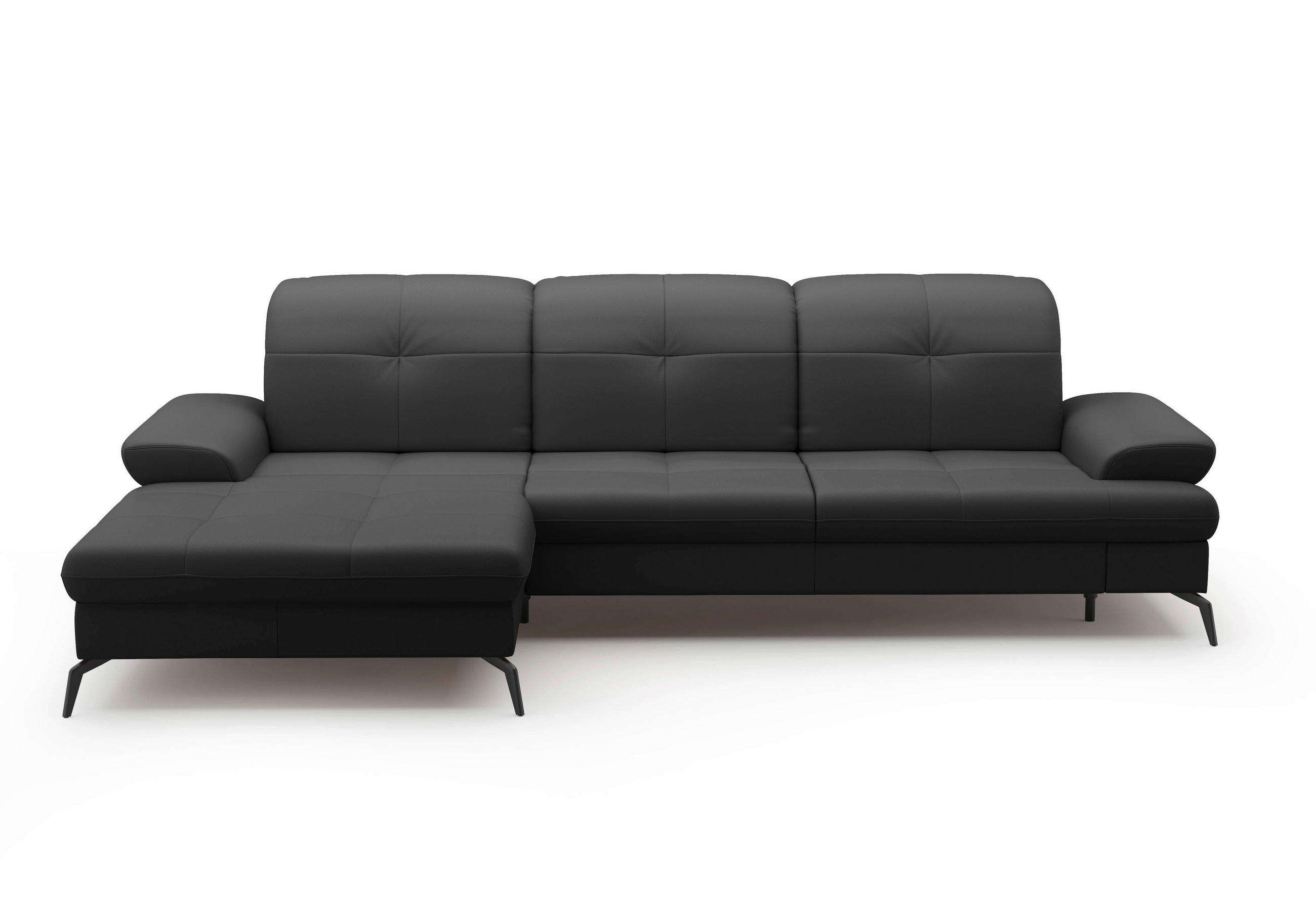 ECKSOFA in Echtleder Schwarz  - Schwarz, Konventionell, Leder/Metall (185/279cm) - Sit & More
