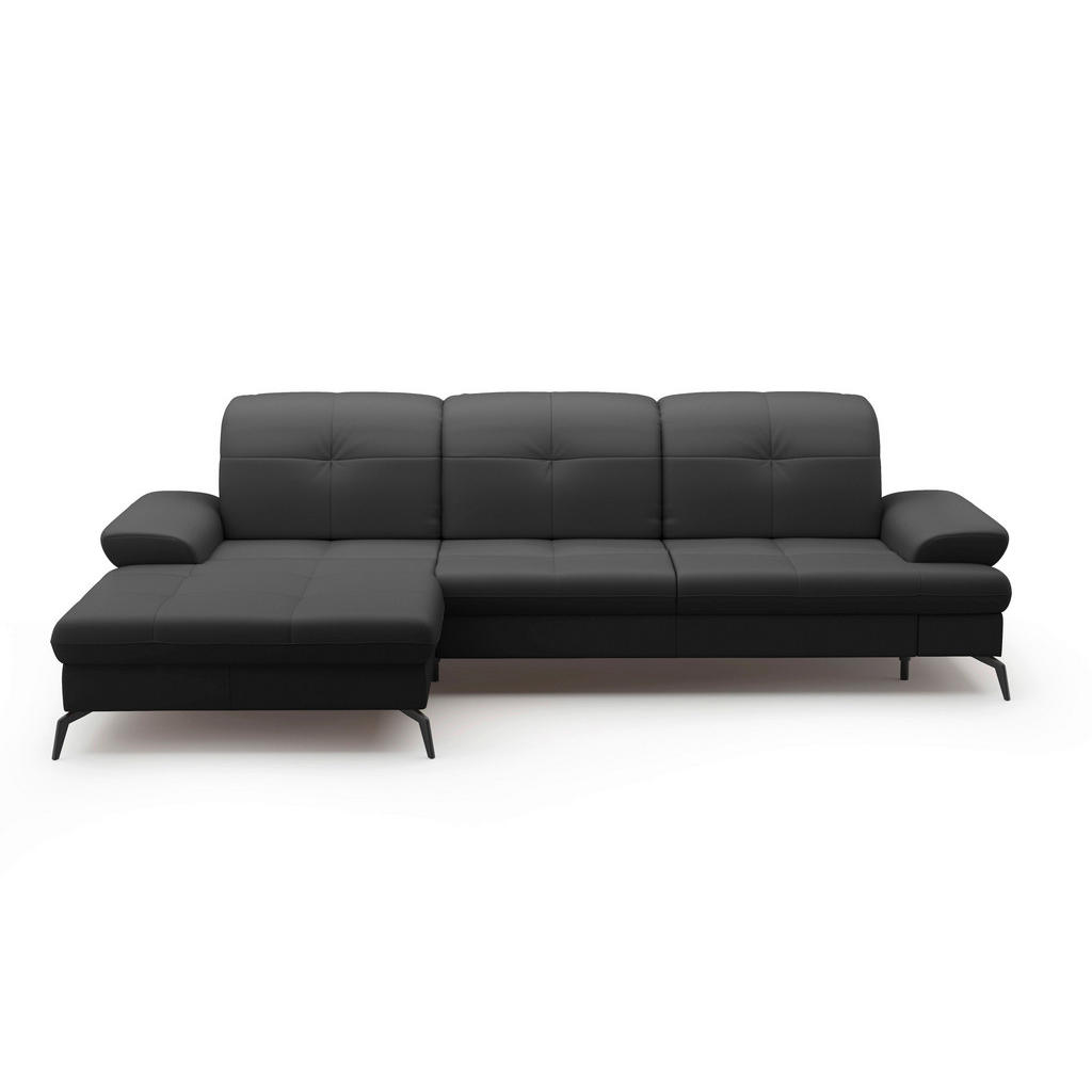 Thumbnail - Sit & More Ecksofa, Schwarz, Textil, Leder, Kombination Echtleder/Stoff, Nappaleder, 4,5-Sitzer, Ottomane links, L-Form,...
