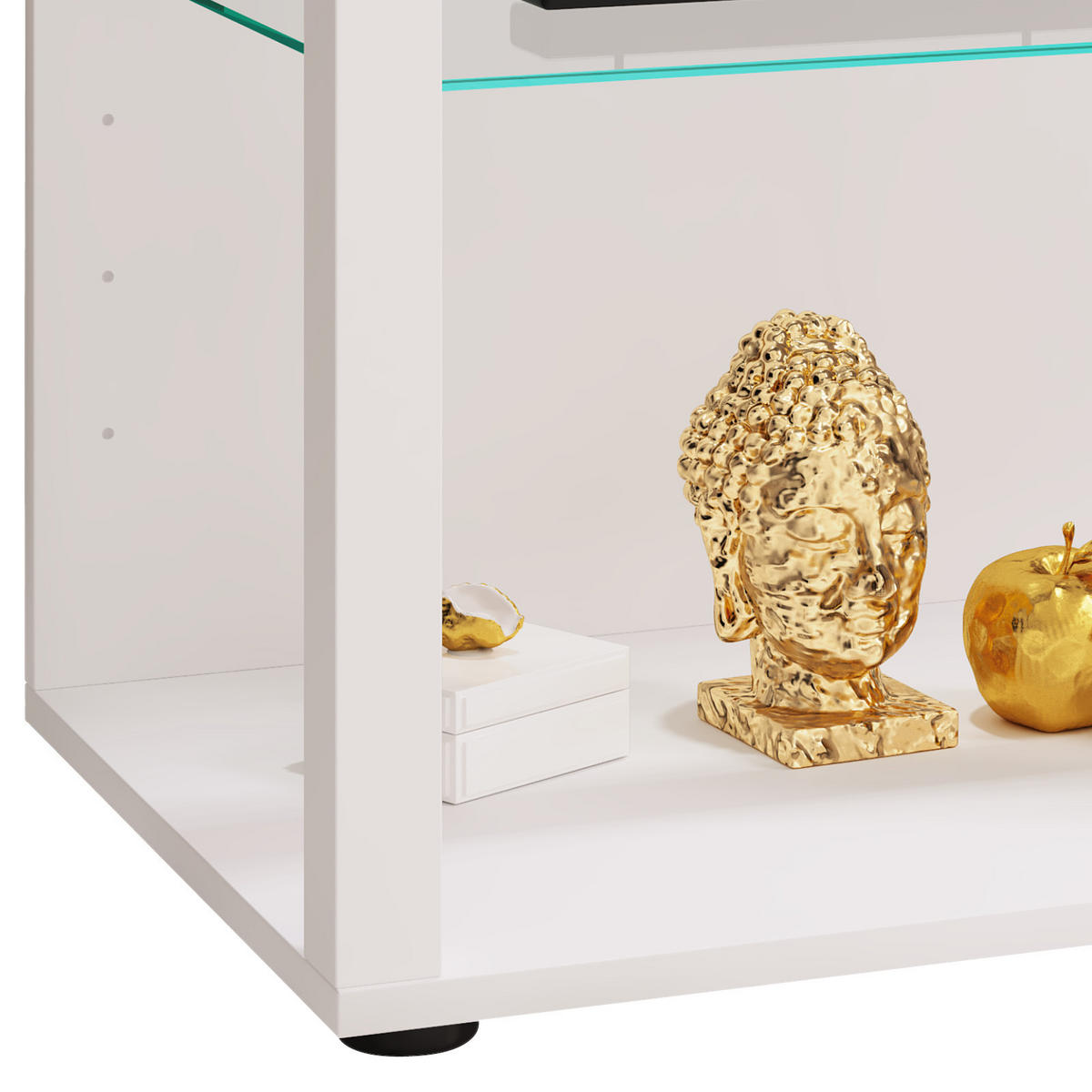 VITRINE in Weiss  - Weiss/Schwarz, Modern, Glas/Holzwerkstoff (52/90/44cm) - MID.YOU