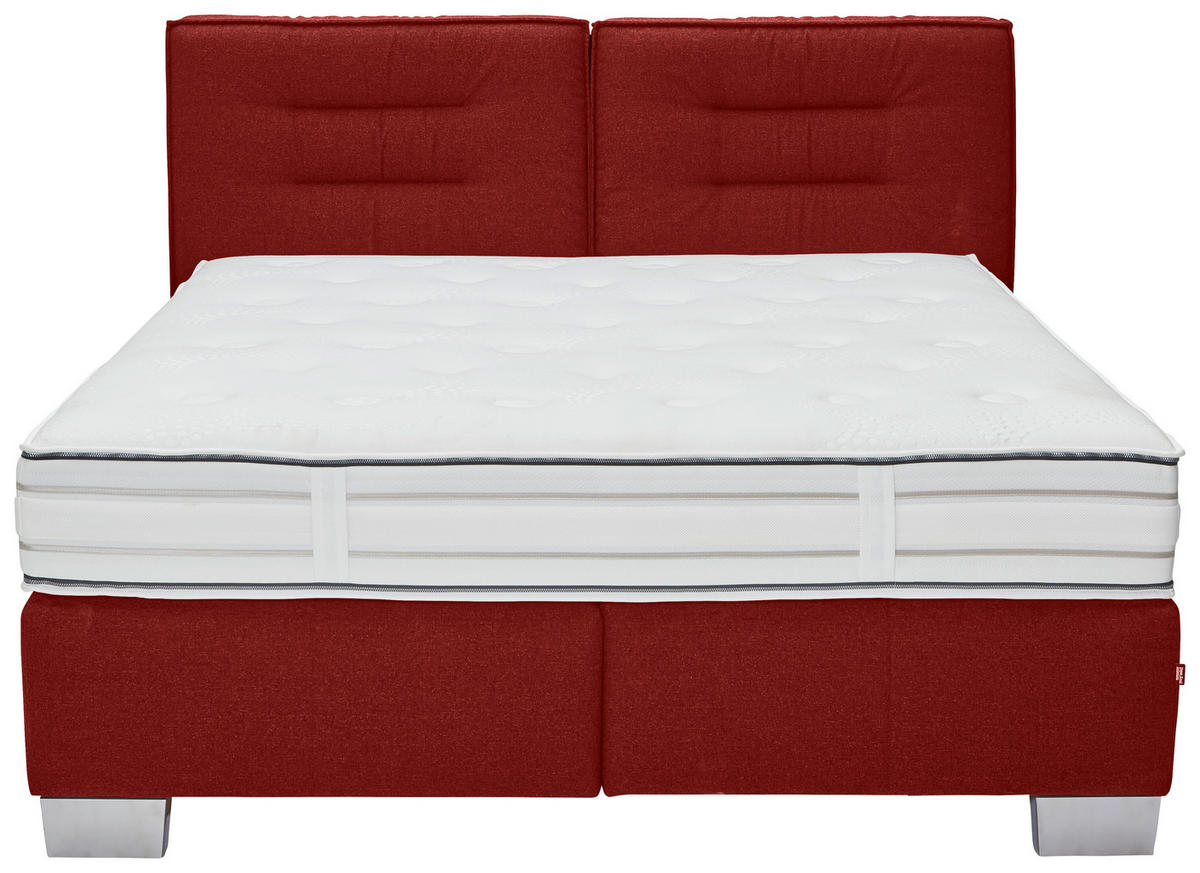 BOXSPRINGBETT 180/200 cm  in Rot  - Chromfarben/Rot, Konventionell, Textil (180/200cm) - Dieter Knoll