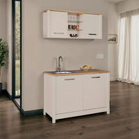 MINIKÜCHE 130 cm   in Kaschmir, Eiche Artisan  - Kaschmir/Silberfarben, MODERN, Glas/Holzwerkstoff (130cm) - home24