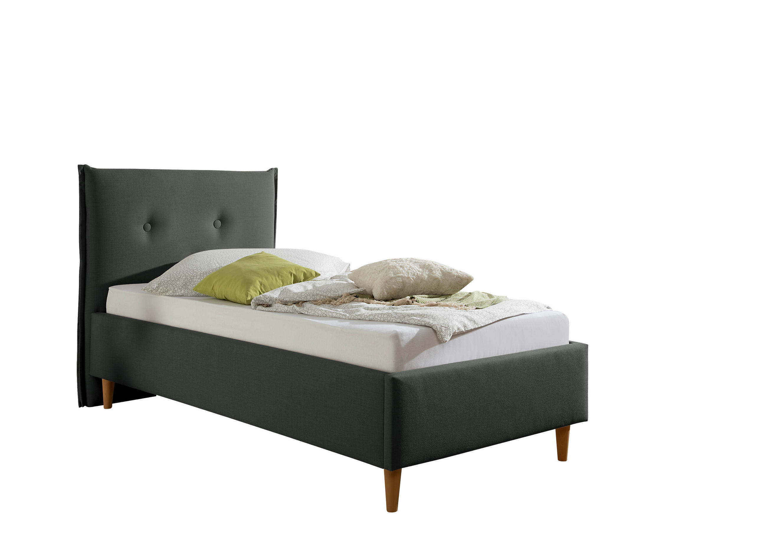 POLSTERBETT 100/200 cm,  in Anthrazit,  - Anthrazit/Naturfarben, MODERN, Holz/Textil (100/200cm) - Livetastic