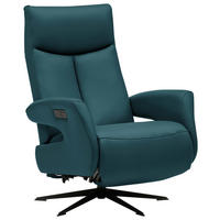 RELAXSESSEL Echtleder Relaxfunktion    - Blau/Schwarz, Design, Leder/Metall (74/105/82cm) - Welnova