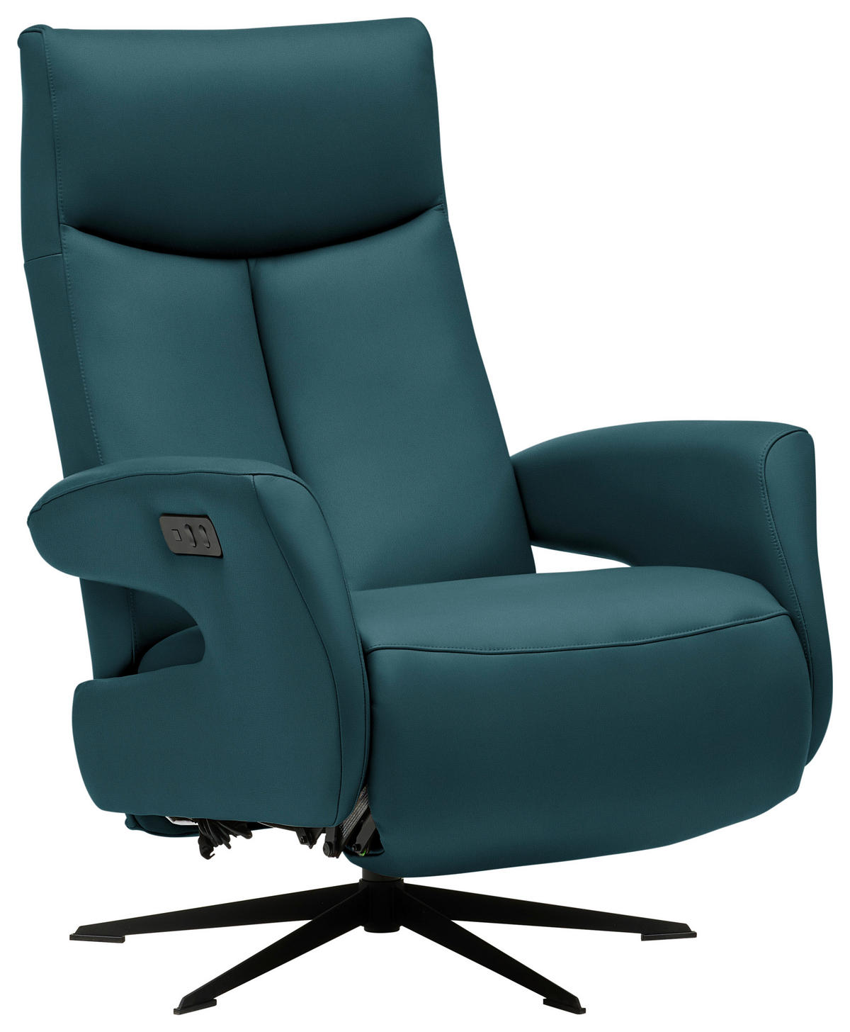 RELAXSESSEL Echtleder Relaxfunktion    - Blau/Schwarz, Design, Leder/Metall (74/105/82cm) - Welnova