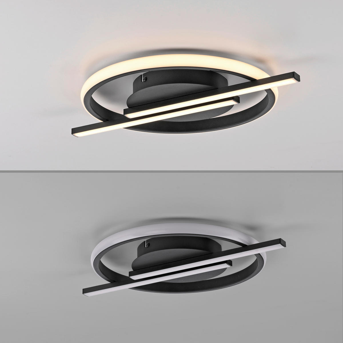 LED PLAFONJERA - crna, Dizajnerski, metal/plastika (42,5/31/4,5cm)