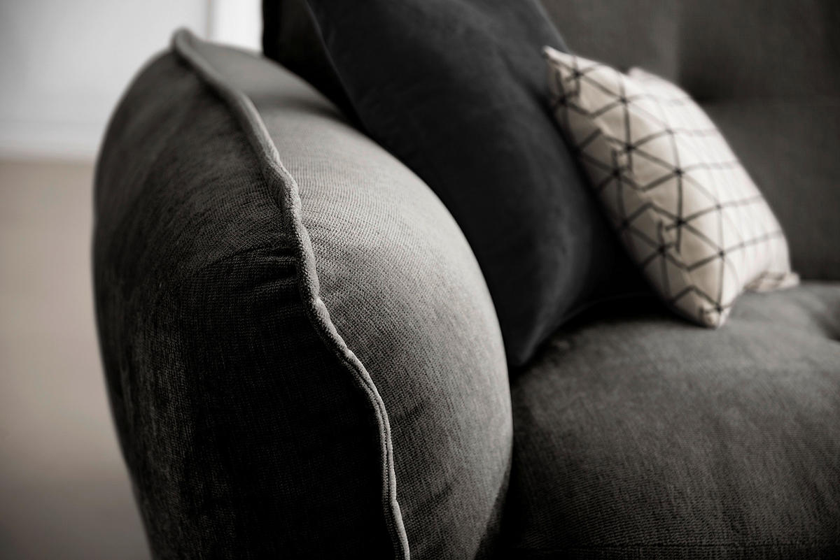 ECKSOFA in Chenille Anthrazit  - Anthrazit/Schwarz, Modern, Kunststoff/Textil (269/184cm) - Trendmanufaktur