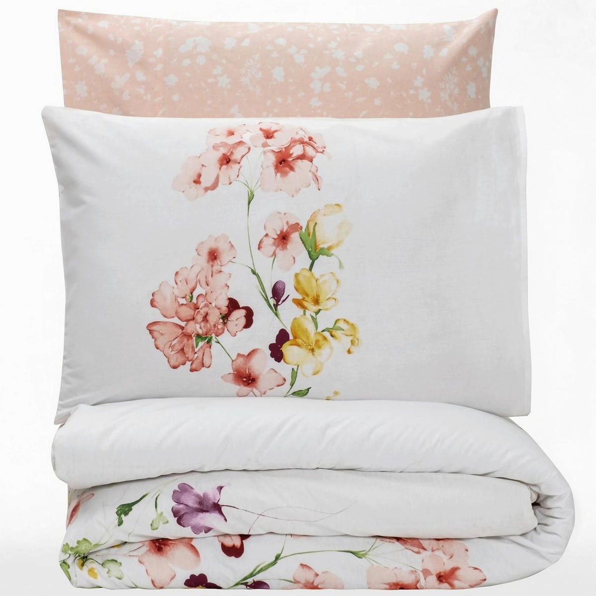 BETTWÄSCHE 155/220 cm  - Lachsfarben/Weiß, Basics, Textil (155/220cm)