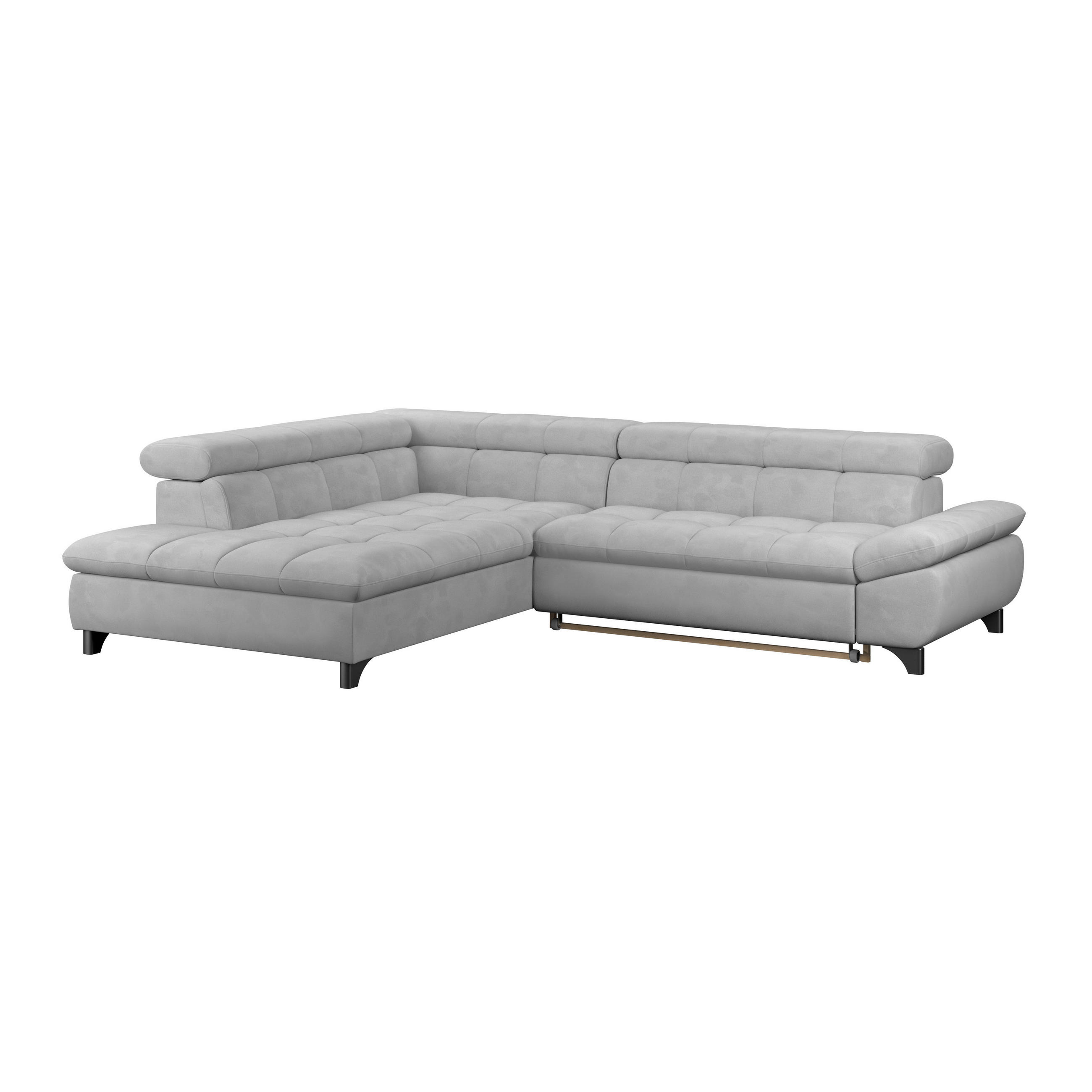 ECKSOFA Hellgrau Chenille  - Chromfarben/Hellgrau, KONVENTIONELL, Textil/Metall (234/312cm) - Livetastic